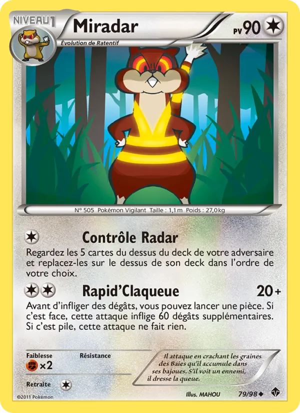 Carte Pokémon Miradar 79/98 de l'extension Pouvoirs Émergents