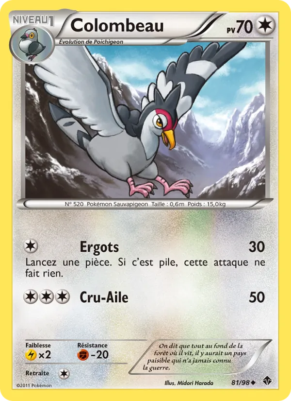 Carte Pokémon Colombeau 81/98 de l'extension Pouvoirs Émergents