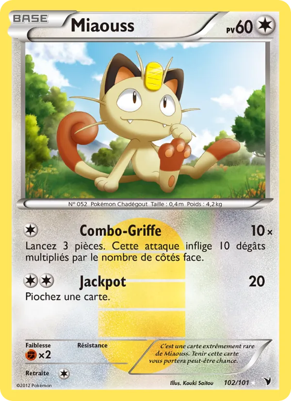 Carte Pokémon Miaouss 102/101 de l'extension Nobles Victoires