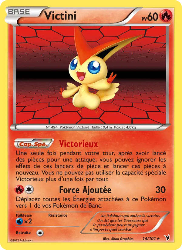 Carte Pokémon Victini 14/101 de l'extension Nobles Victoires