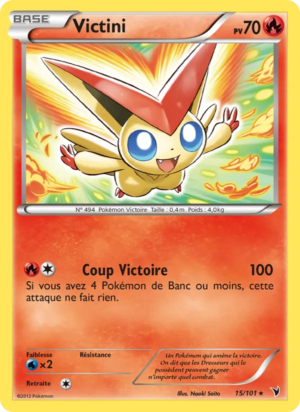 Carte Pokémon Victini 15/101 de l'extension Nobles Victoires