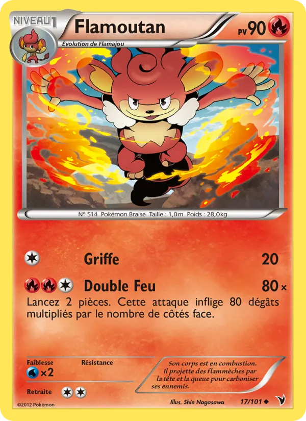 Carte Pokémon Flamoutan 17/101 de l'extension Nobles Victoires