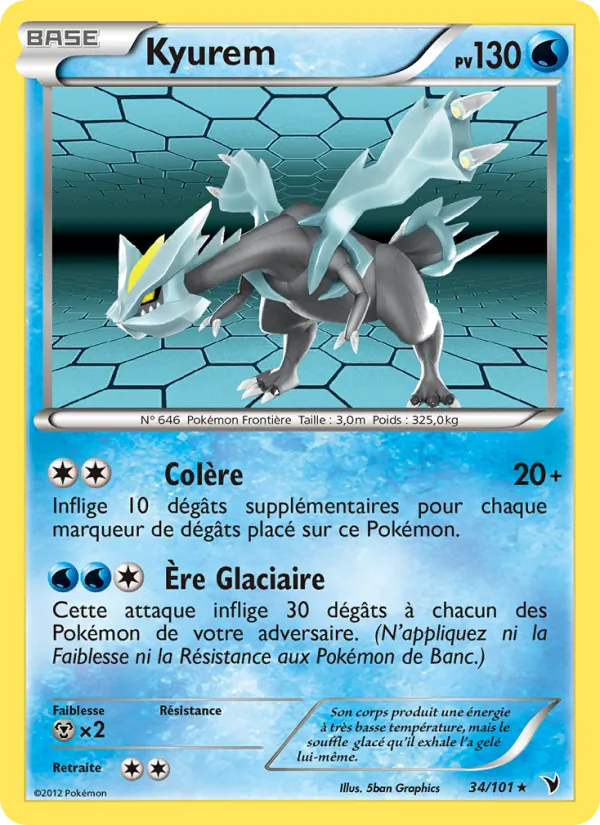 Carte Pokémon Kyurem 34/101 de l'extension Nobles Victoires