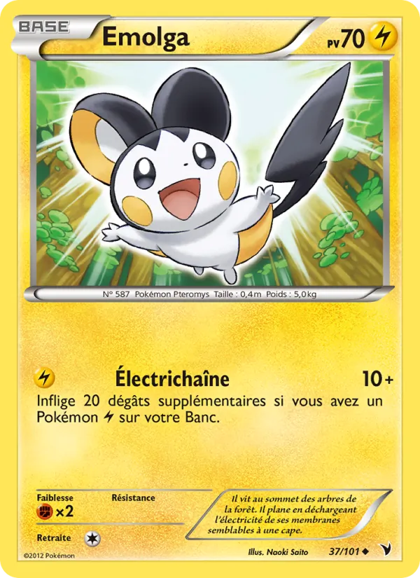 Carte Pokémon Emolga 37/101 de l'extension Nobles Victoires