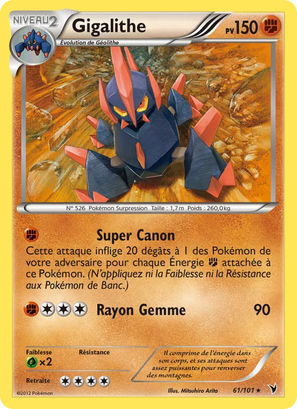 Carte Pokémon Gigalithe 61/101 de l'extension Nobles Victoires