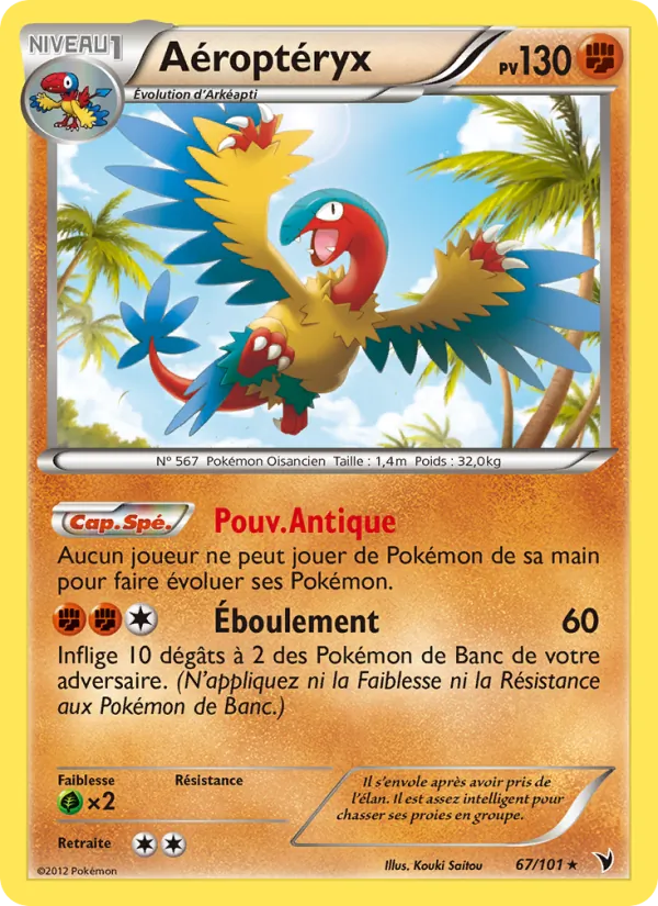 Carte Pokémon Aéroptéryx 67/101 de l'extension Nobles Victoires