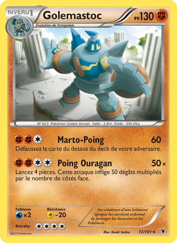 Carte Pokémon Golemastoc 72/101 de l'extension Nobles Victoires