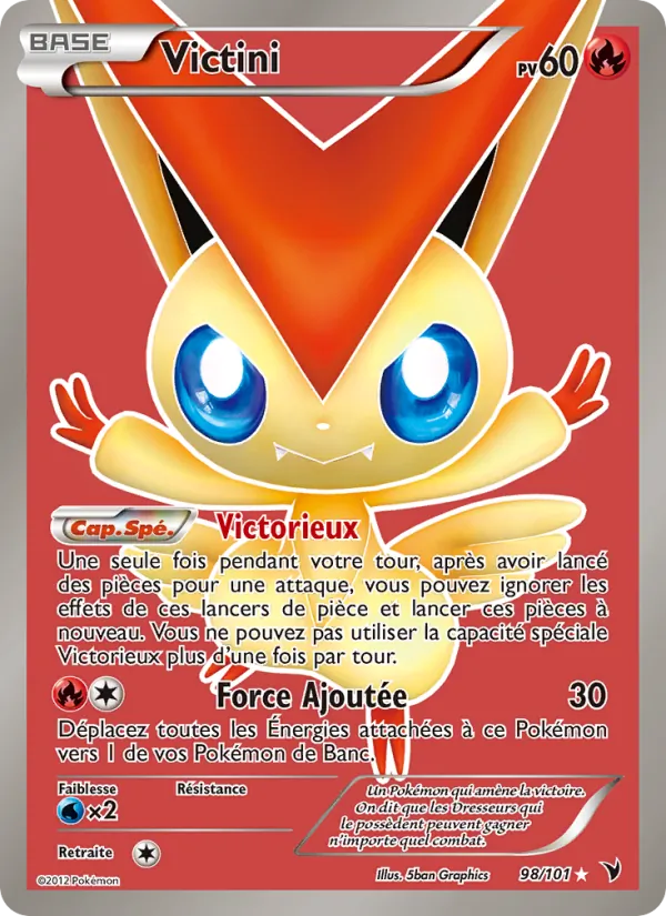 Carte Pokémon Victini 98/101 de l'extension Nobles Victoires