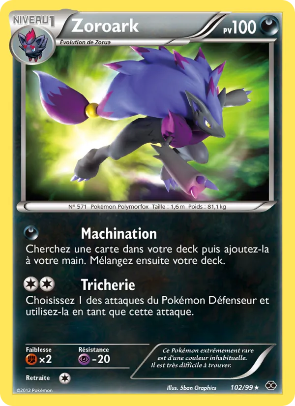 Carte Pokémon Zoroark 102/99 de l'extension Destinées Futures