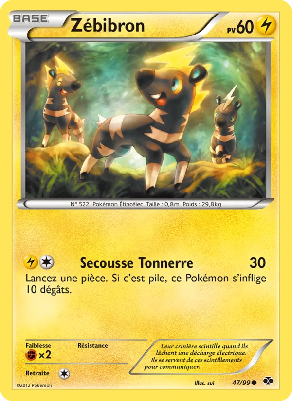 Carte Pokémon Zébibron 47/99 de l'extension Destinées Futures