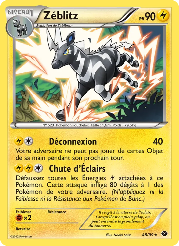 Carte Pokémon Zéblitz 48/99 de l'extension Destinées Futures