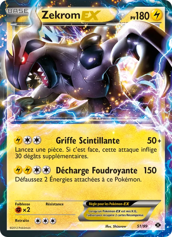 Carte Pokémon Zekrom-EX 51/99 de l'extension Destinées Futures