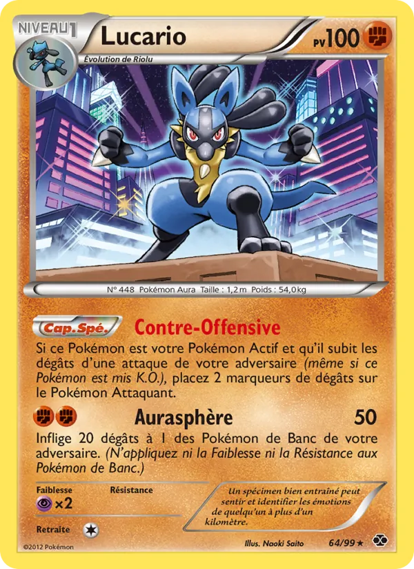 Carte Pokémon Lucario 64/99 de l'extension Destinées Futures