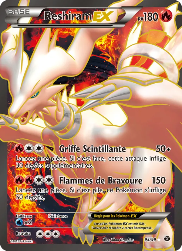 Carte Pokémon Reshiram-EX 95/99 de l'extension Destinées Futures
