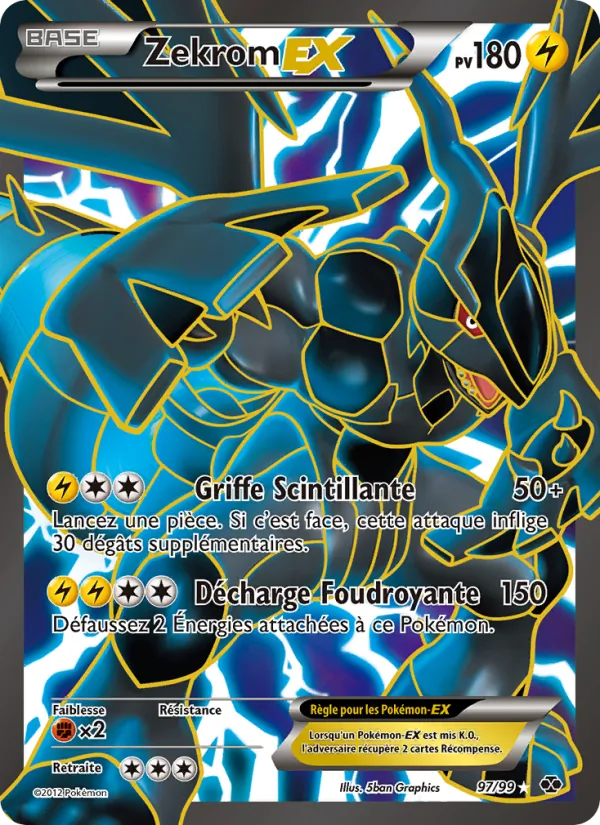 Carte Pokémon Zekrom-EX 97/99 de l'extension Destinées Futures