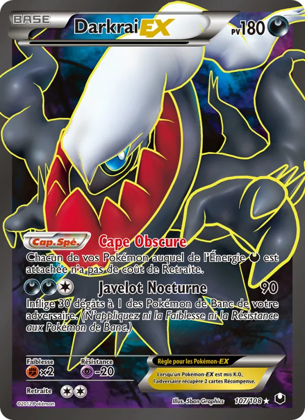 Carte Pokémon Darkrai-EX 107/108 de l'extension Explorateurs Obscurs