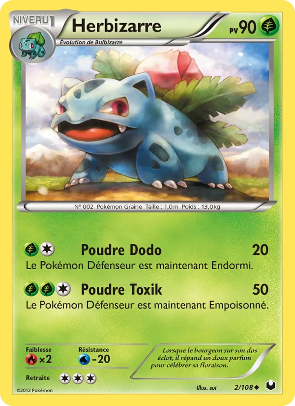 Carte Pokémon Herbizarre 2/108 de l'extension Explorateurs Obscurs