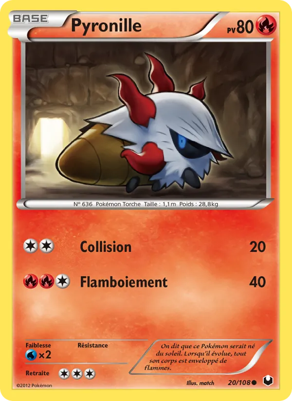 Carte Pokémon Pyronille 20/108 de l'extension Explorateurs Obscurs