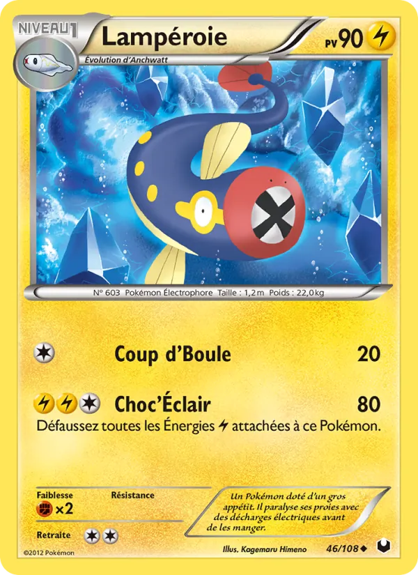 Carte Pokémon Lampéroie 46/108 de l'extension Explorateurs Obscurs