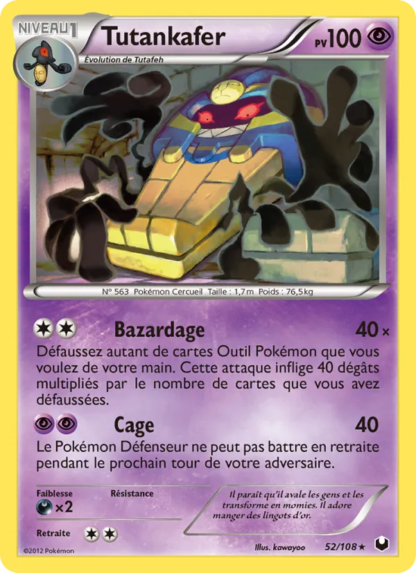 Carte Pokémon Tutankafer 52/108 de l'extension Explorateurs Obscurs