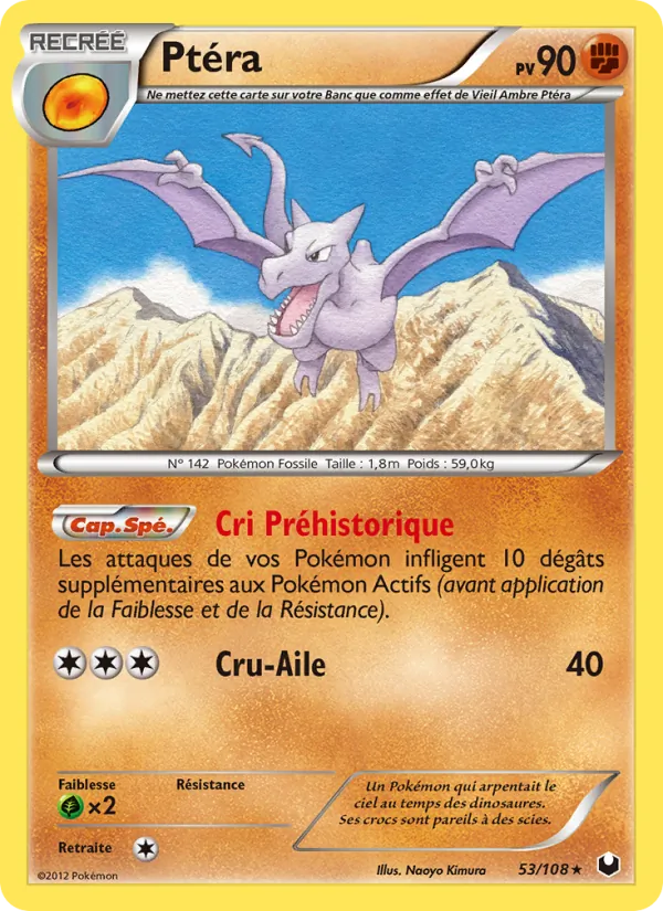 Carte Pokémon Ptéra 53/108 de l'extension Explorateurs Obscurs