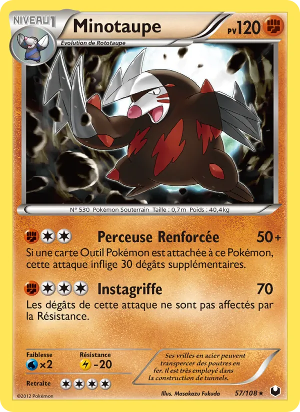 Carte Pokémon Minotaupe 57/108 de l'extension Explorateurs Obscurs