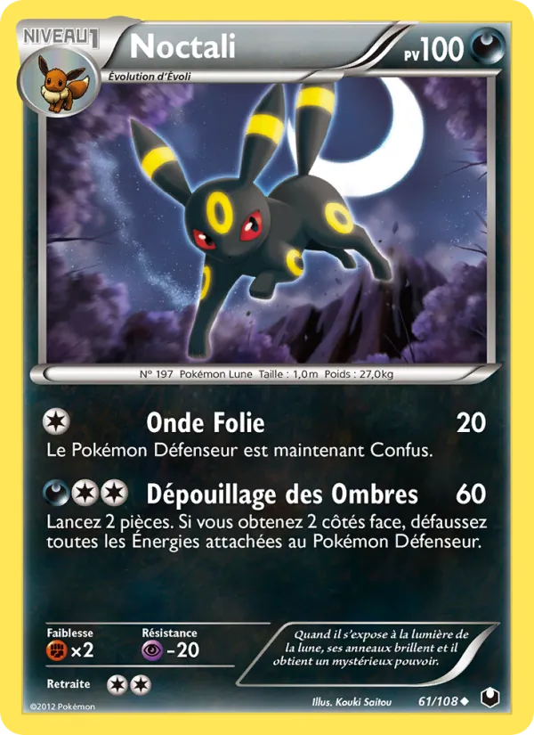 Carte Pokémon Noctali 61/108 de l'extension Explorateurs Obscurs