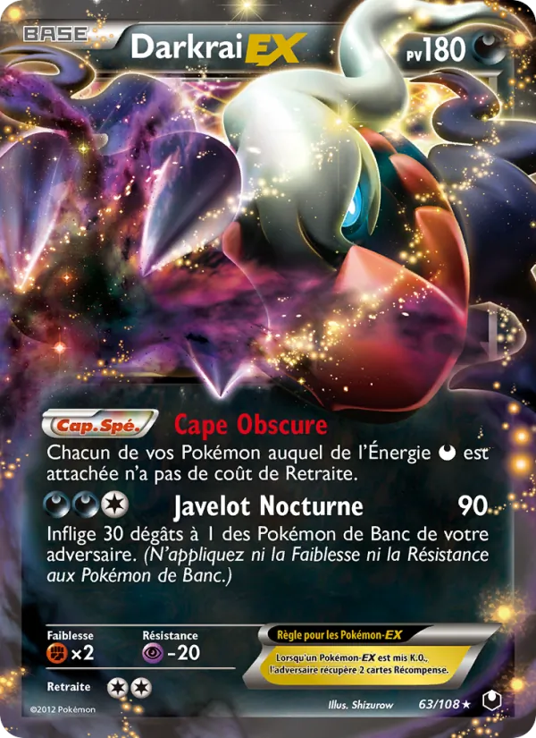 Carte Pokémon Darkrai-EX 63/108 de l'extension Explorateurs Obscurs