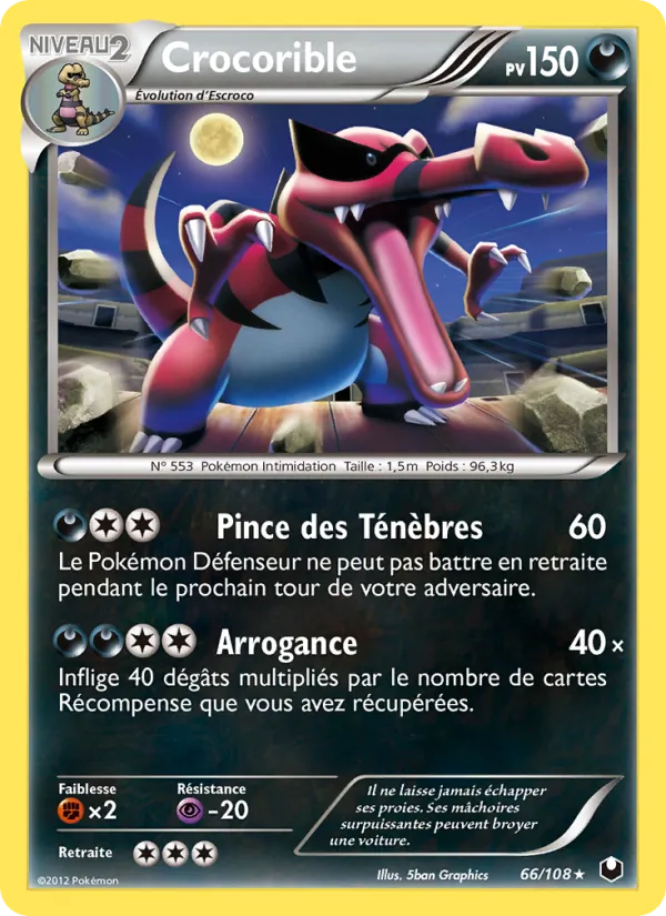 Carte Pokémon Crocorible 66/108 de l'extension Explorateurs Obscurs