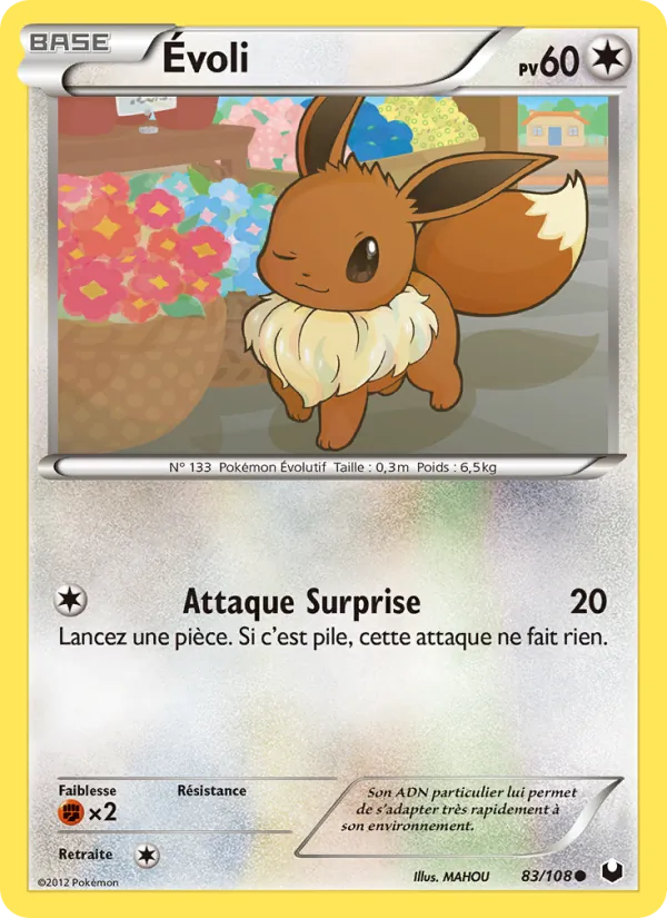 Carte Pokémon Évoli 83/108 de l'extension Explorateurs Obscurs