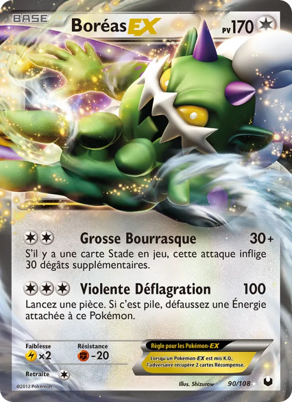 Carte Pokémon Boréas-EX 90/108 de l'extension Explorateurs Obscurs