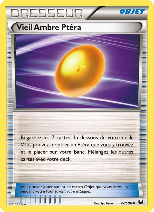 Carte Pokémon Vieil Ambre Ptéra 97/108 de l'extension Explorateurs Obscurs