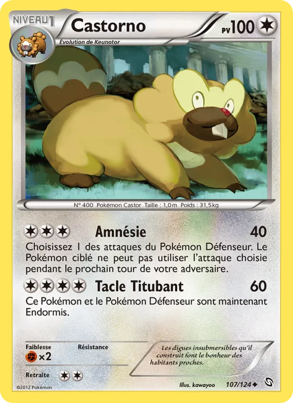 Carte Pokémon Castorno 107/124 de l'extension Dragons Éxaltés