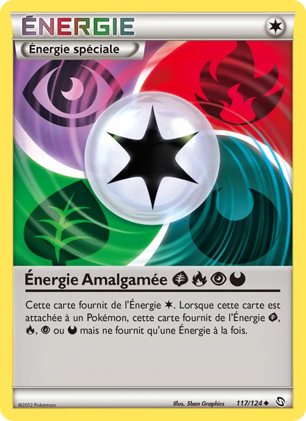 Carte Pokémon Énergie Amalgamée GrassFirePsychicDarkness 117/124 de l'extension Dragons Éxaltés