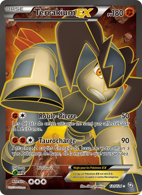 Carte Pokémon Terrakium-EX 121/124 de l'extension Dragons Éxaltés
