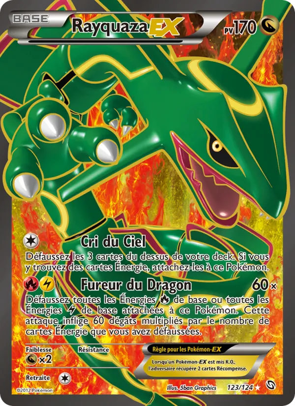 Carte Pokémon Rayquaza-EX 123/124 de l'extension Dragons Éxaltés