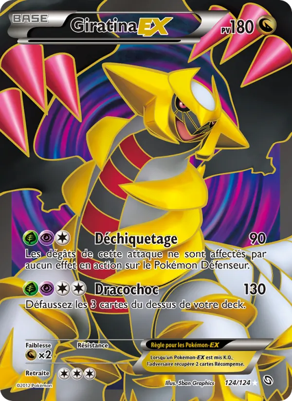 Carte Pokémon Giratina-EX 124/124 de l'extension Dragons Éxaltés