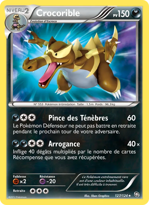 Carte Pokémon Crocorible 127/124 de l'extension Dragons Éxaltés
