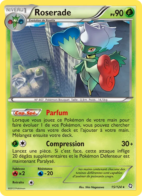 Carte Pokémon Roserade 15/124 de l'extension Dragons Éxaltés
