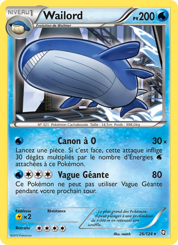 Carte Pokémon Wailord 26/124 de l'extension Dragons Éxaltés