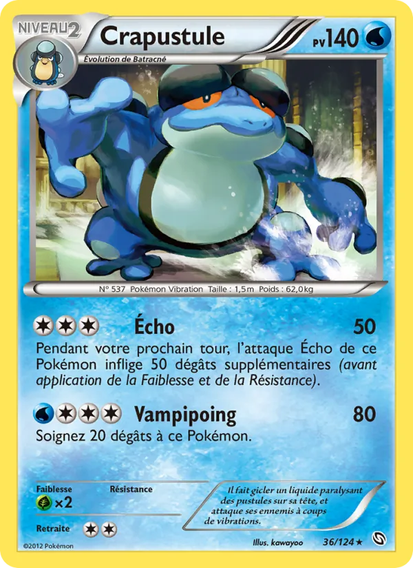 Carte Pokémon Crapustule 36/124 de l'extension Dragons Éxaltés
