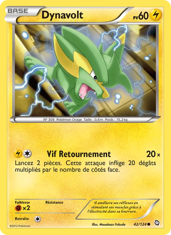 Carte Pokémon Dynavolt 42/124 de l'extension Dragons Éxaltés