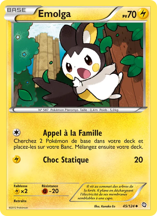Carte Pokémon Emolga 45/124 de l'extension Dragons Éxaltés