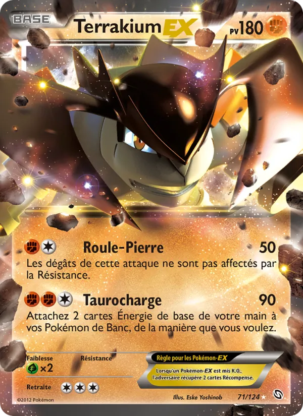 Carte Pokémon Terrakium-EX 71/124 de l'extension Dragons Éxaltés