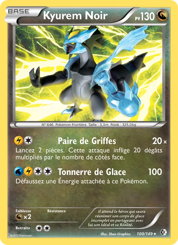 Carte Pokémon Kyurem Noir 100/149 de l'extension Frontières Franchies