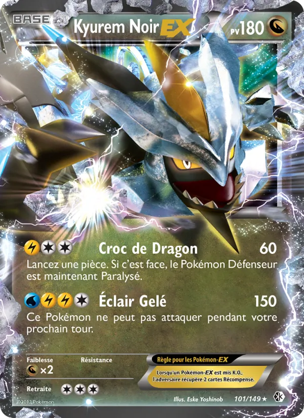 Carte Pokémon Kyurem Noir-EX 101/149 de l'extension Frontières Franchies