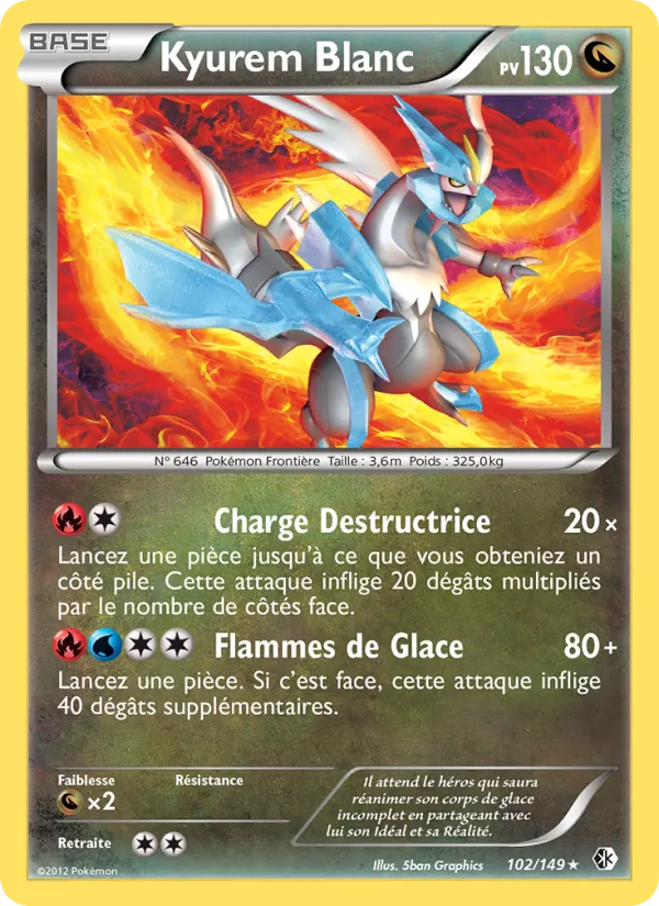 Carte Pokémon Kyurem Blanc 102/149 de l'extension Frontières Franchies