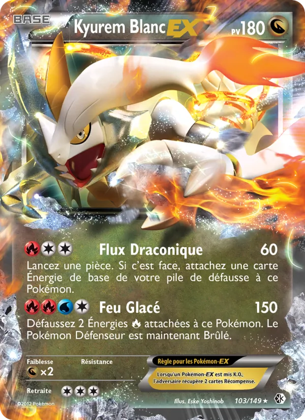 Carte Pokémon Kyurem Blanc EX 103/149 de l'extension Frontières Franchies