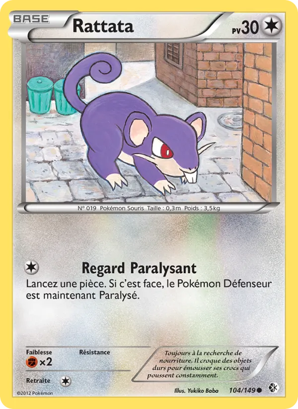 Carte Pokémon Rattata 104/149 de l'extension Frontières Franchies