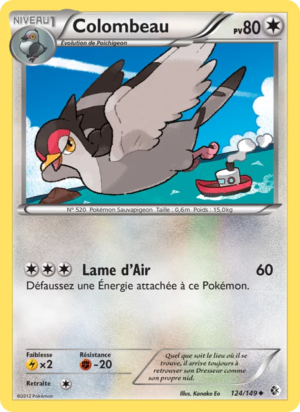 Carte Pokémon Colombeau 124/149 de l'extension Frontières Franchies